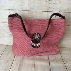 Pink Crochet Shoulder Bag